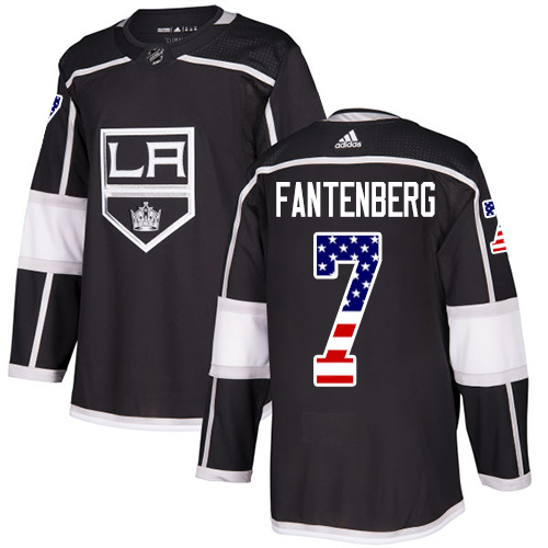 Adidas Kings #7 Oscar Fantenberg Black Home Authentic USA Flag Stitched NHL Jersey - Click Image to Close